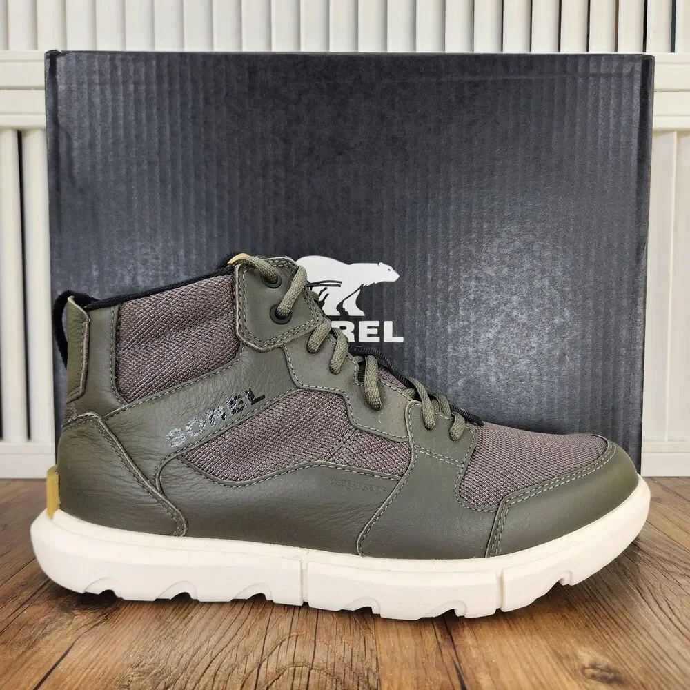 Sorel Explorer Sneaker Mid WP Mens Sz 10 Alpine Tundra Chalk Waterproof Shoes